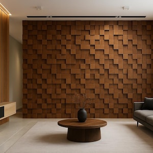 3D Solid Wood Mosaic Wall Panels – Handcrafted Acoustic Tiles - Etsy