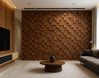 3D massief houten mozaïek wandpanelen – handgemaakte akoestische tegels