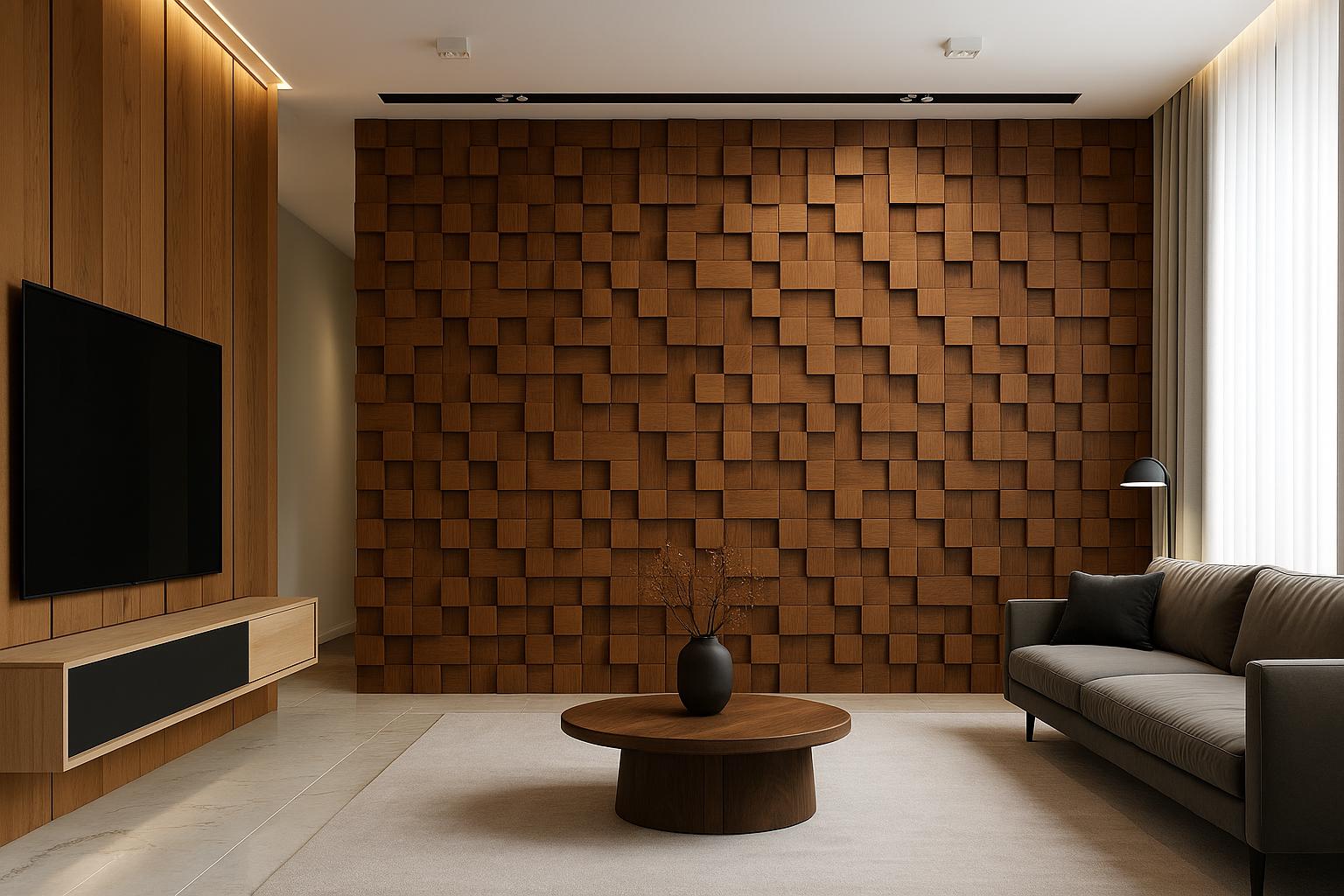 3D Solid Wood Mosaic Wall Panels – Handcrafted Acoustic Tiles - Etsy