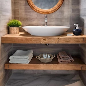 Rustic Floating Bathroom Vanity - Live Edge - Brazilian Cedar
