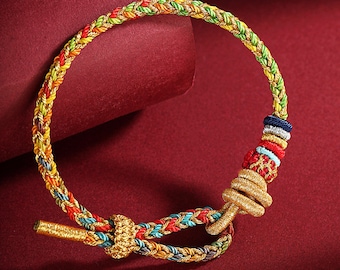 Jingshan Temple Colorful String Bracelet/Protection Jewelry/Adjustable Tube Bracelet/Red String Bracelet/Thin Red Line Firefighter