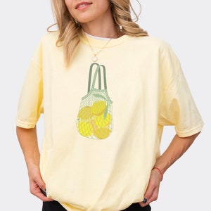 Lemon Citrus Cotton T-Shirt, Summer Lemons Fruit Tee, Vintage Chic Food T Shirt, Lemonade Stand Shirt, Fruit Stand Shirt, Homestead Farm Top