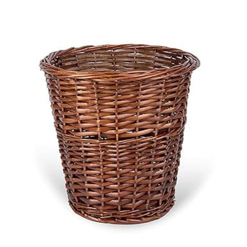Handmade Natural Wicker Trash Bin Home and Office Waste Basket Bathroom Bin Chic Paper Bin brown