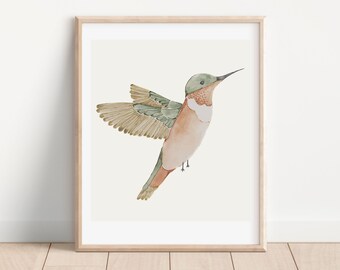 Hummingbird Watercolor Fine Art Print, Hummingbird painting, Hummingbird art,