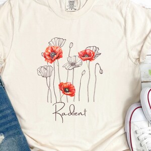 Poppy Tee,  Poppy Flower Shirt, Wildflowers Shirt, Aesthetic Flower, Vintage Poppy Shirt, Poppy Botanical, Botanical Shirt, Floral Shirt
