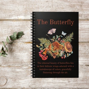 butterfly journal, butterfly notebook, customer journal, spiral journal, bullet journal, wire bound journal, spiral notebook, butterfly gift