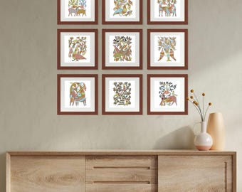 12 Madhubani Art Prints | Folk Art Wall Decor | Digital Download.....