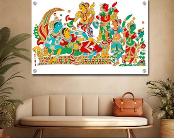 Hindu Mythology Kalamkari Art PNG | Indian Traditional Folk Illustration | Printable Spiritual Decor
