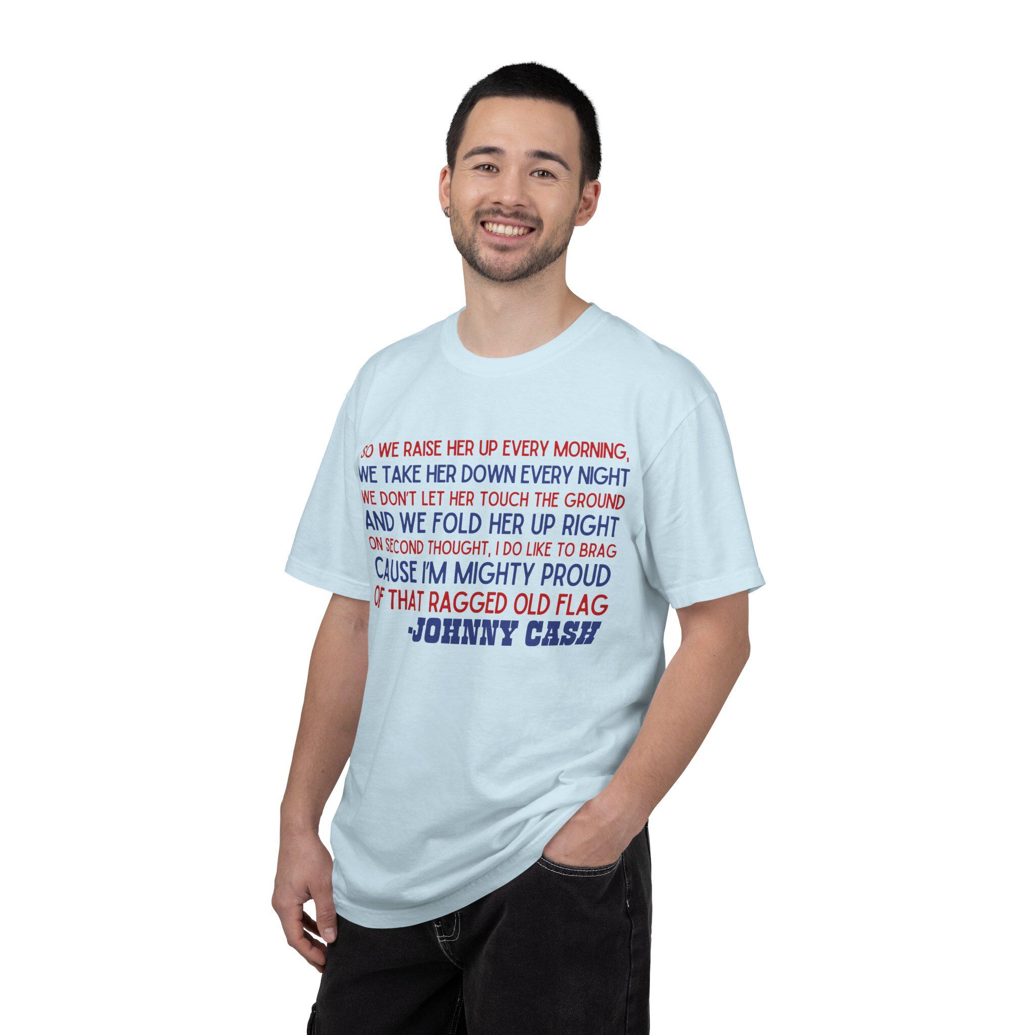 Johnny Cash Ragged Old Flag Lyrics T-shirt | Patriotic Song Lyric Tee ...