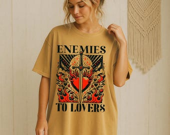 Enemies to Lovers Oversized T-Shirt | Bookish Tee for Romance Readers | Book Lover Aesthetic  | Gifts For Her | Book Lover Gift | Book Trope