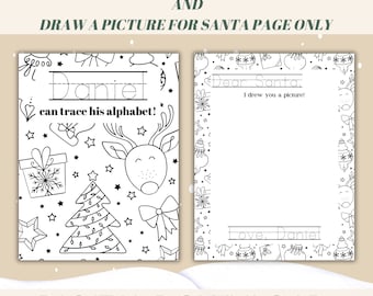 Christmas Alphabet Tracing COVER & SANTA PAGE, Homeschool Printables, Preschool Curriculum, Toddler Activities, Educational, Kindergarten,