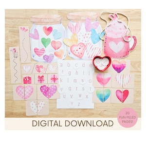 Valentine&#39;s Day Packet, Homeschool Printables, Preschool Curriculum, Toddler Activities, Morning Basket, Montessori Materials, Learning