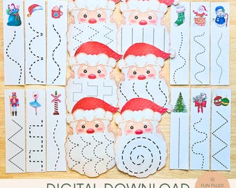 Christmas Scissor Skill, Homeschool Printables, Preschool Curriculum, Toddler Activities, Educational, Kindergarten, Holiday, Morning Basket