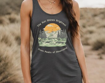 Mountain Peak Sunshine- Graphic Unisex Jersey Tank | Adventure-Inspired Tank Tops