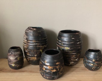 Handmade ceramic black vases