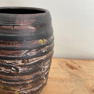 Handmade ceramic black vase with texture