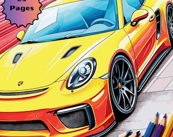 25 Sports Cars Coloring Book, Interactive Coloring Pages, Fun Learning Activity for Children