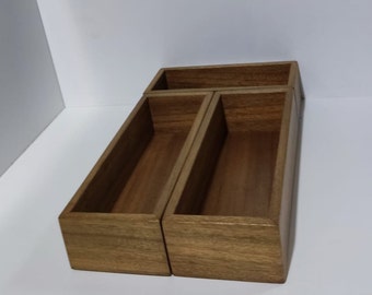 Handmade Wooden Cutlery Storage Stylish Boxes for Spoons, Forks, and Kitchen Accessories, Walnut tree wooden box, kitchen organizer