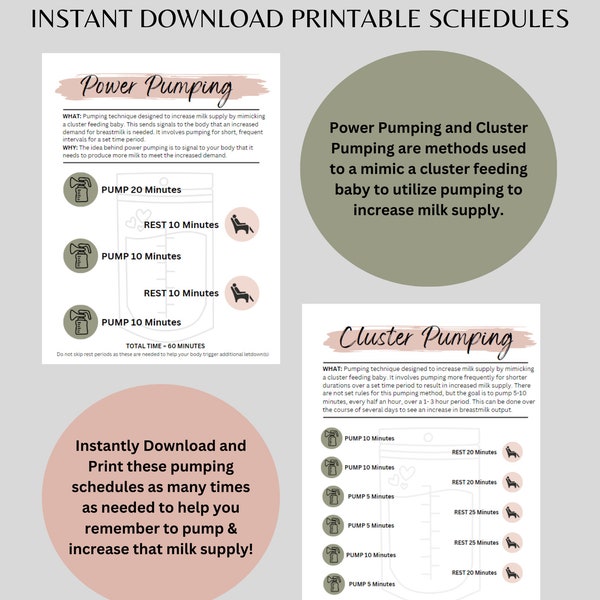 Power Pumping Template, Cluster Pumping Template, Pumping Milk, Exclusive Pumping, Increase Milk Supply, New Mom