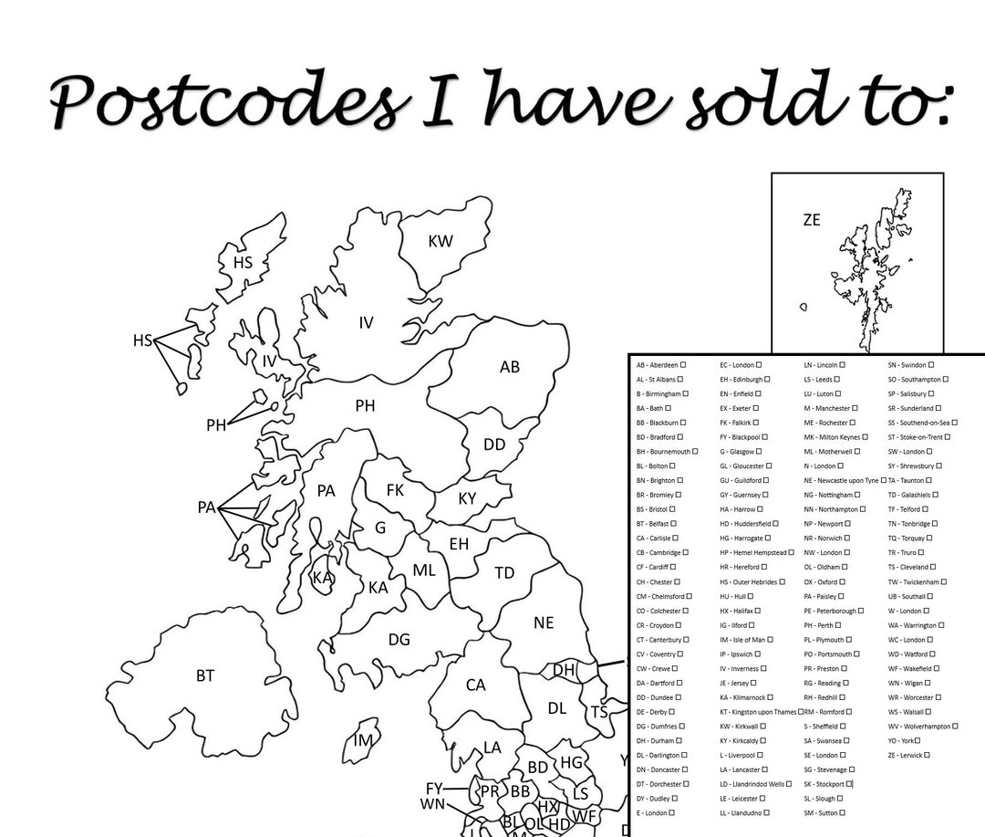 Printable Postcode Map Da UK Postcode Map Printable – All 124 Areas Included | A4 Digital ...