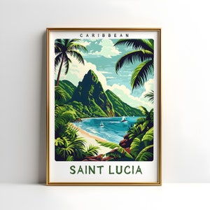 St. Lucia Reise-Druck Poster, Wandkunst für karibische Wohnkultur, St. Lucia Wandbehang Geschenk für Kunstliebhaber