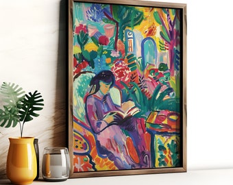 Von Matisse inspiriertes Interieur mit jungem Mädchen-Druck – abstrakte Fauvismus-Kunst – moderne Wohndekoration – einzigartiges Geschenk zur Einweihung