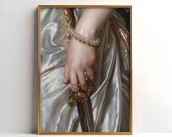 Neoclassical Woman Art Print: Pearl Bracelet & Sword (Digital Download)