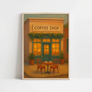 Cozy Coffee Shop Print: Vintage Cafe Illustration (Digital Download)