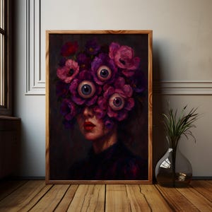 Macabre Floral Eye Art Print: Gothic Halloween Decor (Digital Download)