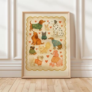 Vintage Style Hunderassen Kunstdruck: Wunderlicher Welpe Poster (Digitaler Download)