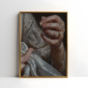 Antikes Nähszenen Gemälde - Renaissance Wand Kunst, Vintage Dekor für Kunstliebhaber, Perfektes Muttertags Geschenk