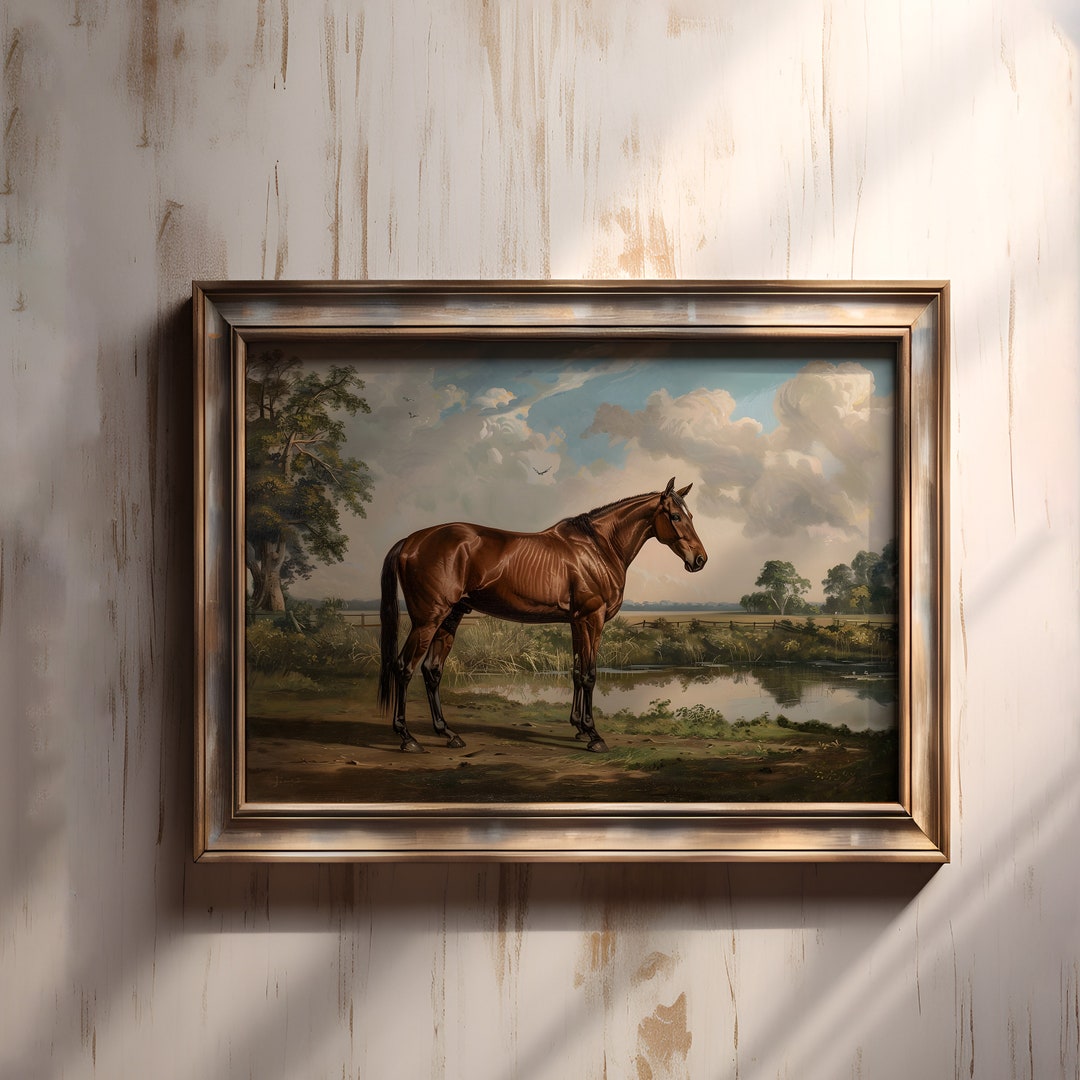 Vintage Horse Painting Mailed Print, Antique Equestrian Print for ...