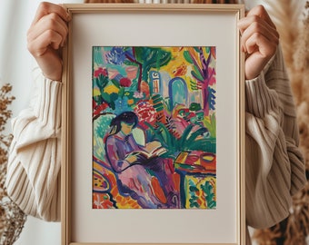 Matisse inspirierte Mädchen lesen Druck: Abstrakte Fauvismus Kunst (digitaler Download)