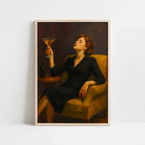 Vintage Woman Cocktail Print: Retro Lounge Art (Digital Download)
