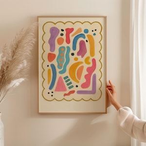 Maximalistischer Abstrakter Kunstdruck – Minimalistischer Wanddekor, Moderner Kunstprint für Wohnzimmer & Büro