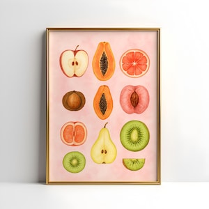 Feminism Wall Art Vintage Sliced Feminine Fruit Print Body Positivity Poster Equality Gift for Her Feminist Decor
