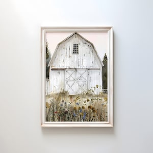White Barn Print: Rustic Farmhouse Wall Art (Digital Download)