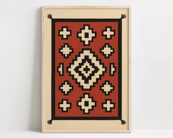 Geometrischer Druck des Südwestens: Rustikale Stammes-Wandkunst (Digitaler Download