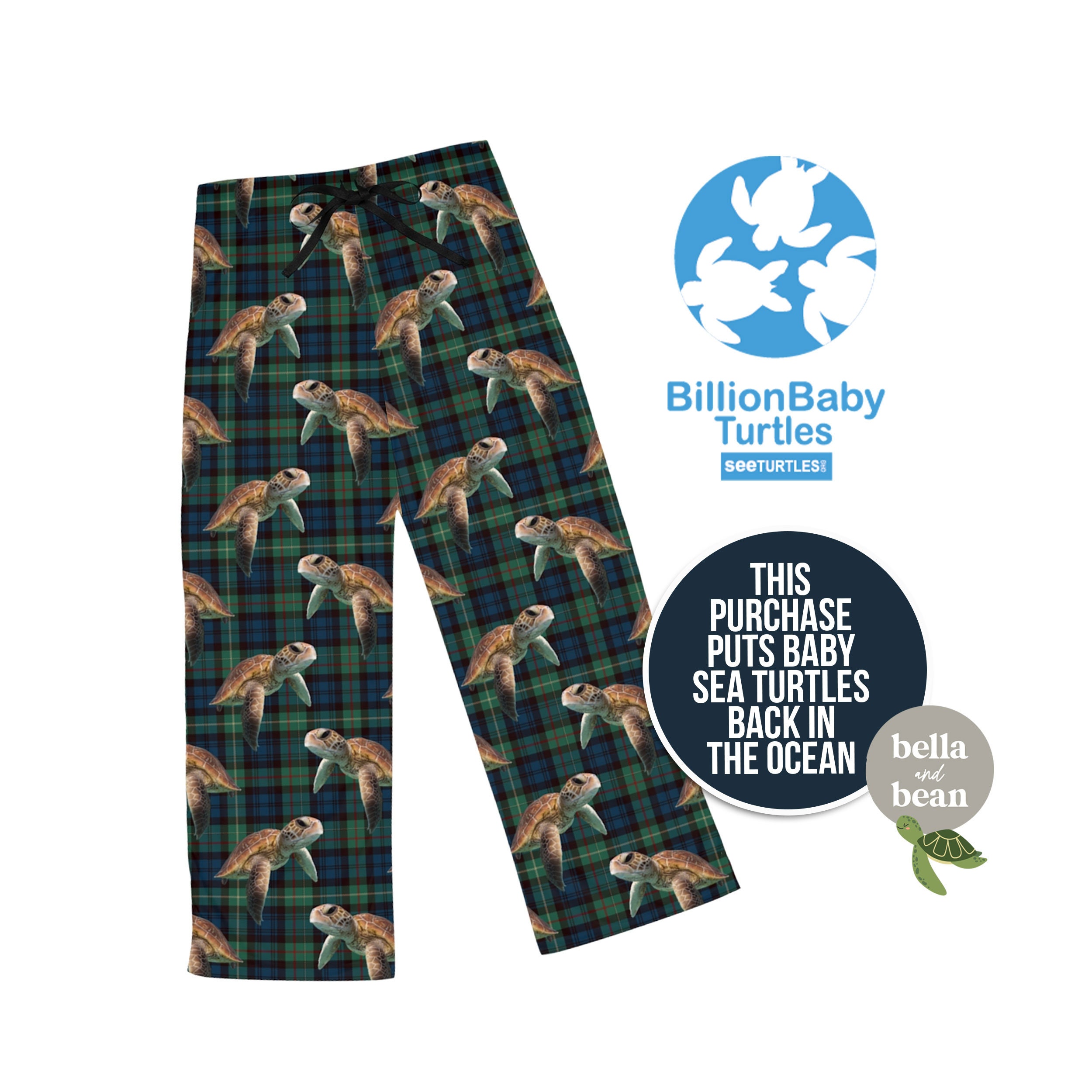 Custom Sea Turtle Pajama Pants Eco friendly Exclusive Design