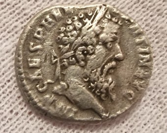Ancient silver Denarius of Pertinax , 193 ad