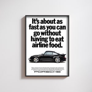 Porsche  Vintage AD Advert Poster | Airline Food | Car Poster Framed A4 A3 A2 | Wall Art