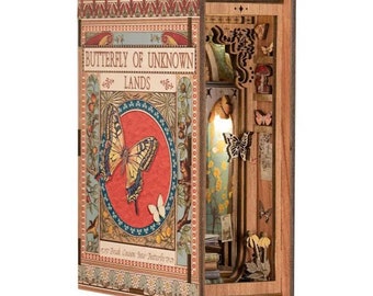 Butterfly of unknown lands book nook , build Your Own Book Nook, Doll House DIY Kit, Model Set, Craft Kit for Adults