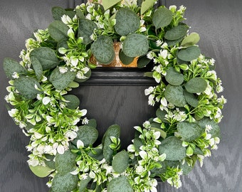 Handmade eucalyptus wreath, spring wreath, door wreath, leaf wreath