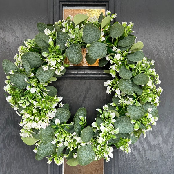 Handmade eucalyptus wreath, spring wreath, door wreath, leaf wreath