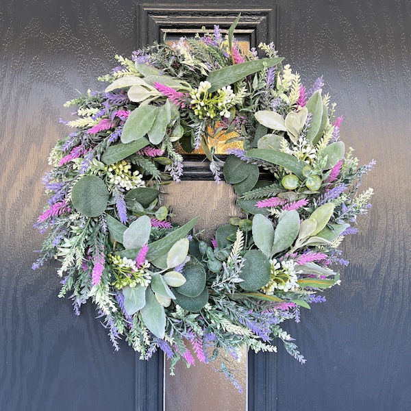 Handmade Lavender wreath, spring wreath, door wreath, lavender