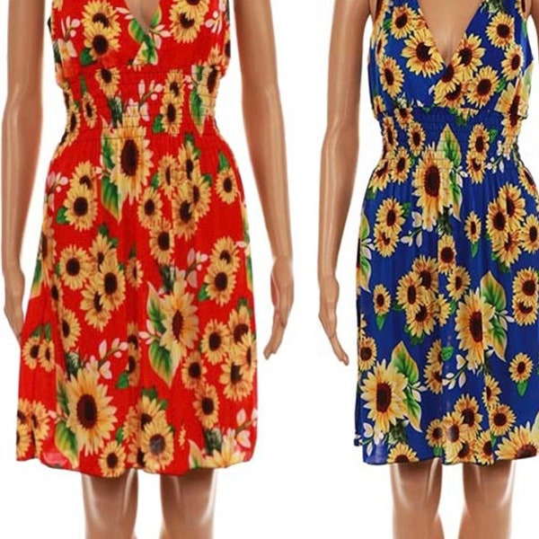 Woman sunflower dress