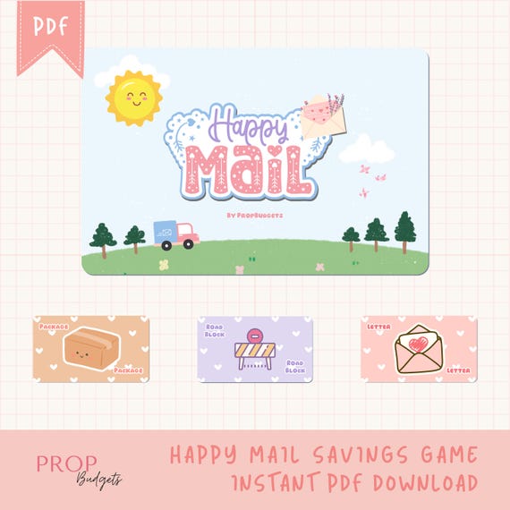 Happy Mail | Savings Challenge Game | Low Budget Friendly | A5 Printable PDF