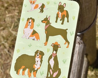 Cowboy Dogs Sticker Sheet // Dog Sticker Sheet