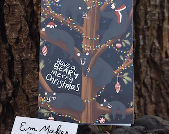 Beary Merry Christmas Card // Christmas Greeting Card