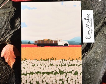 Washington Tulip Fields Jumbo Postcard // Tulip Field Postcard